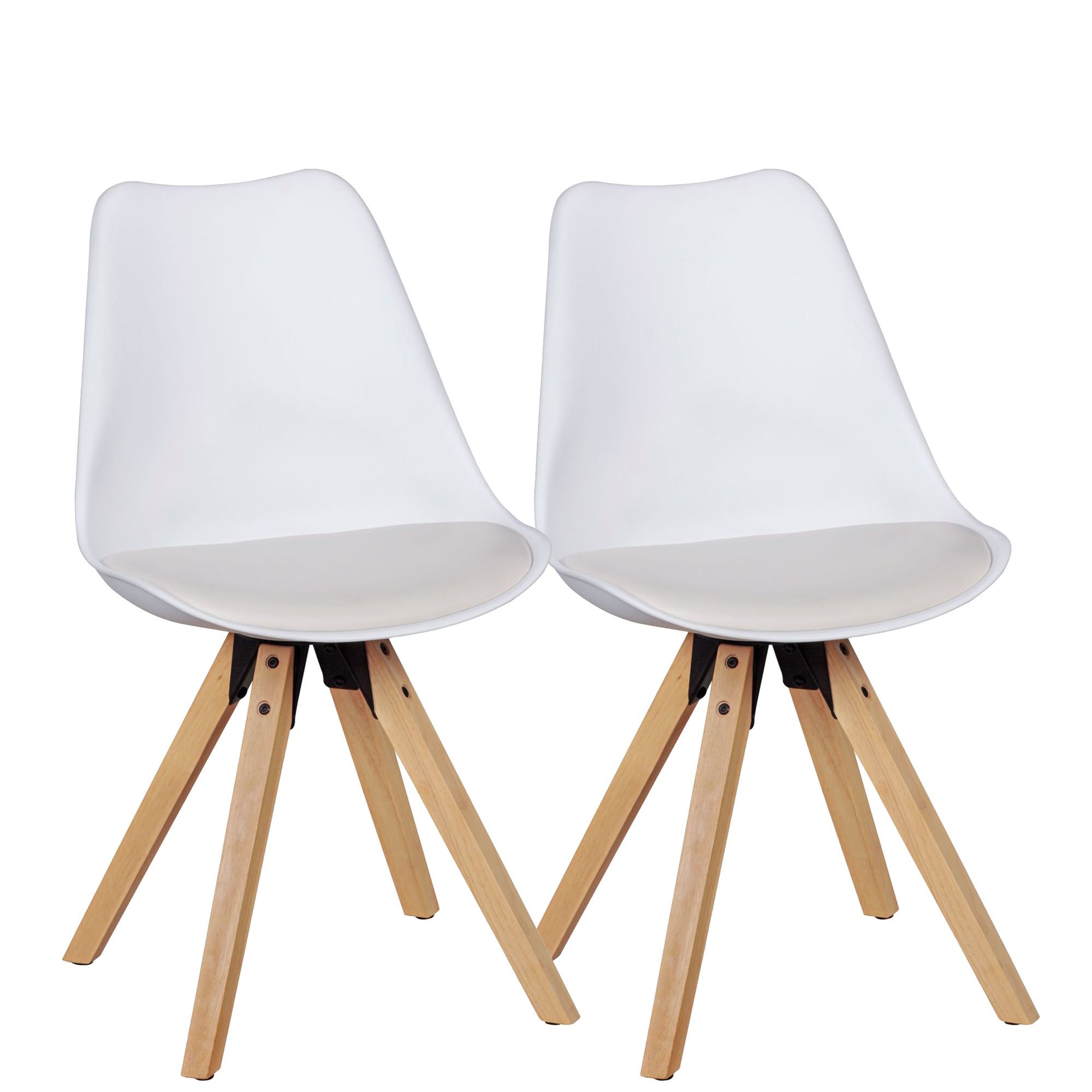 2er Set Retro Esszimmerstuhl LIMA Weiß | Kunstleder | 49x87x52 cm