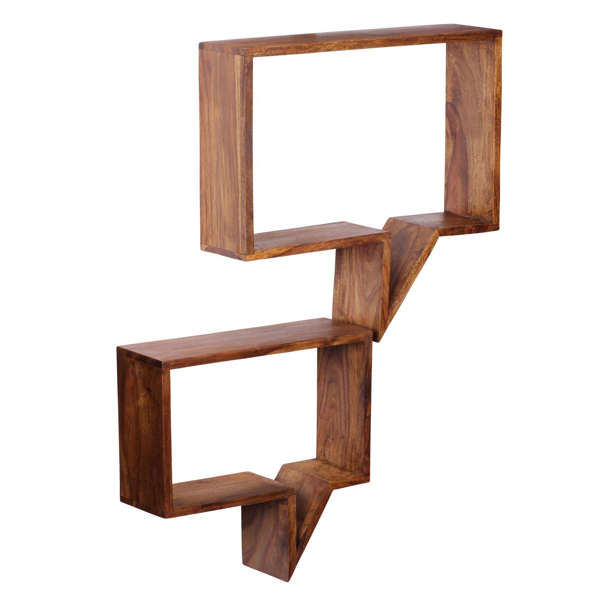 2er Set Wandregale MUMBAI Massivholz Sheesham | Natur | 50x49x13 cm
