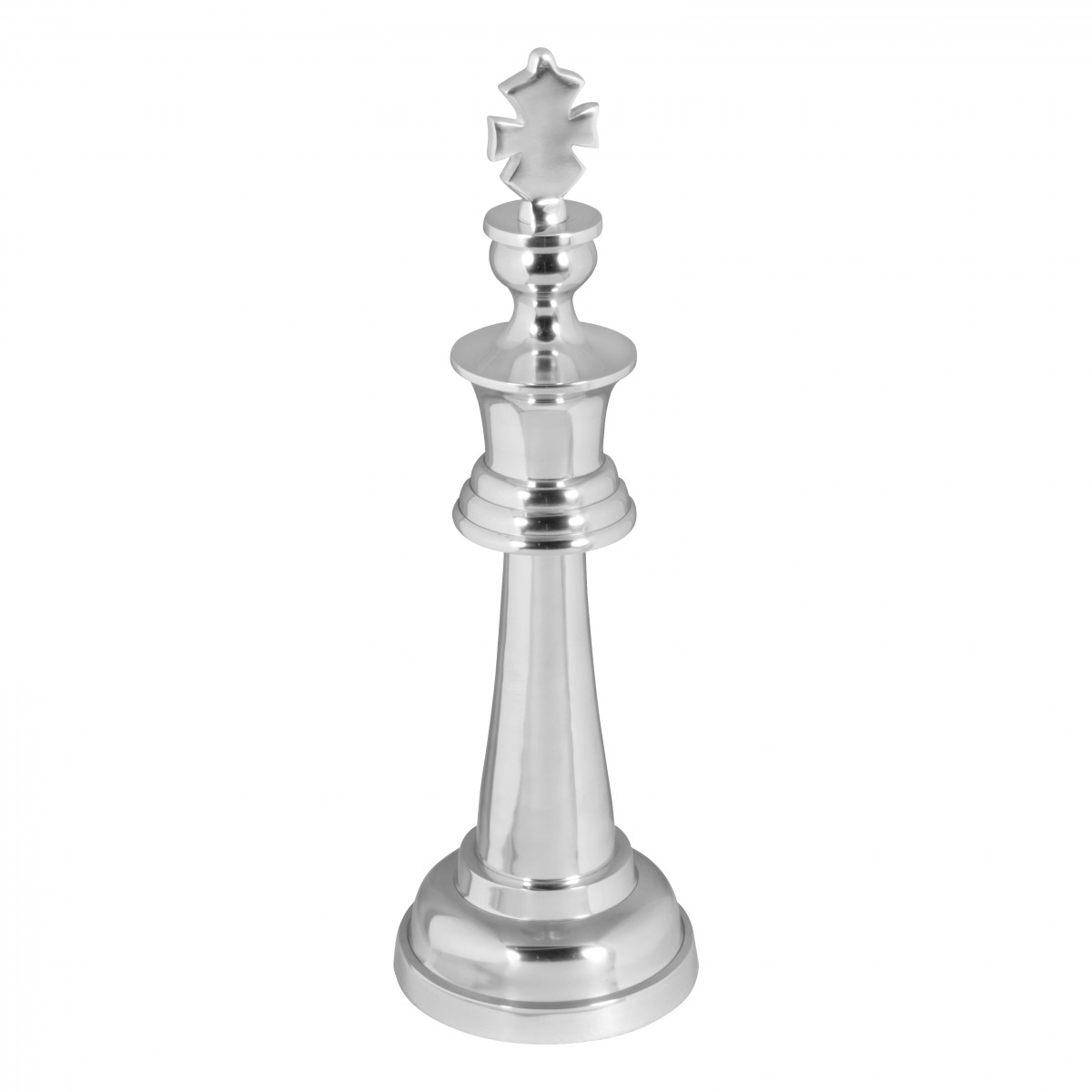 Dekorative KÖNIG Schachfigur | Poliertes silbernes Aluminium | 70 cm