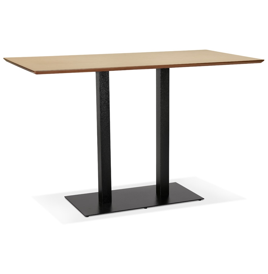 Design Hochtisch Natur MDF-Holz 180x90 cm | Schwarze Metallbeine