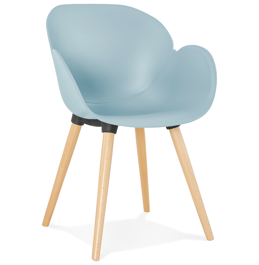 Blaue PICATA skandinavischer Design Kunststoffstuhl mit Holzbeinen | 84,5x59x59,5 cm