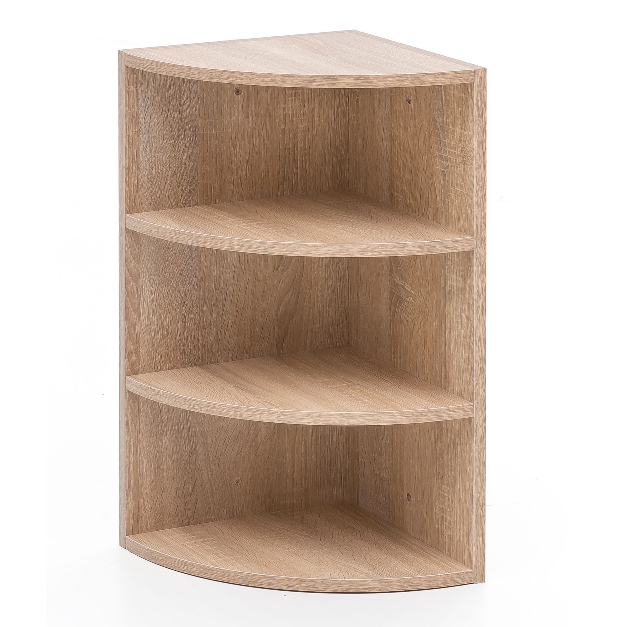 Eckregal Sonoma Eiche 30x60x30 cm | 3 Offene Fächer | Modernes Hängeregal mit runder Front
