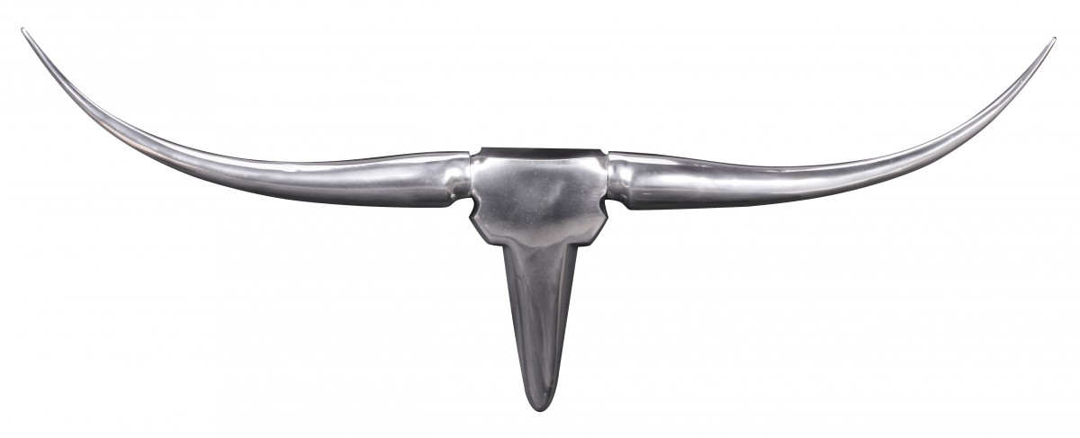 Bull Geweih S Wanddekoration Silber Aluminium | Aluminium | 74 x 35 x 5 cm