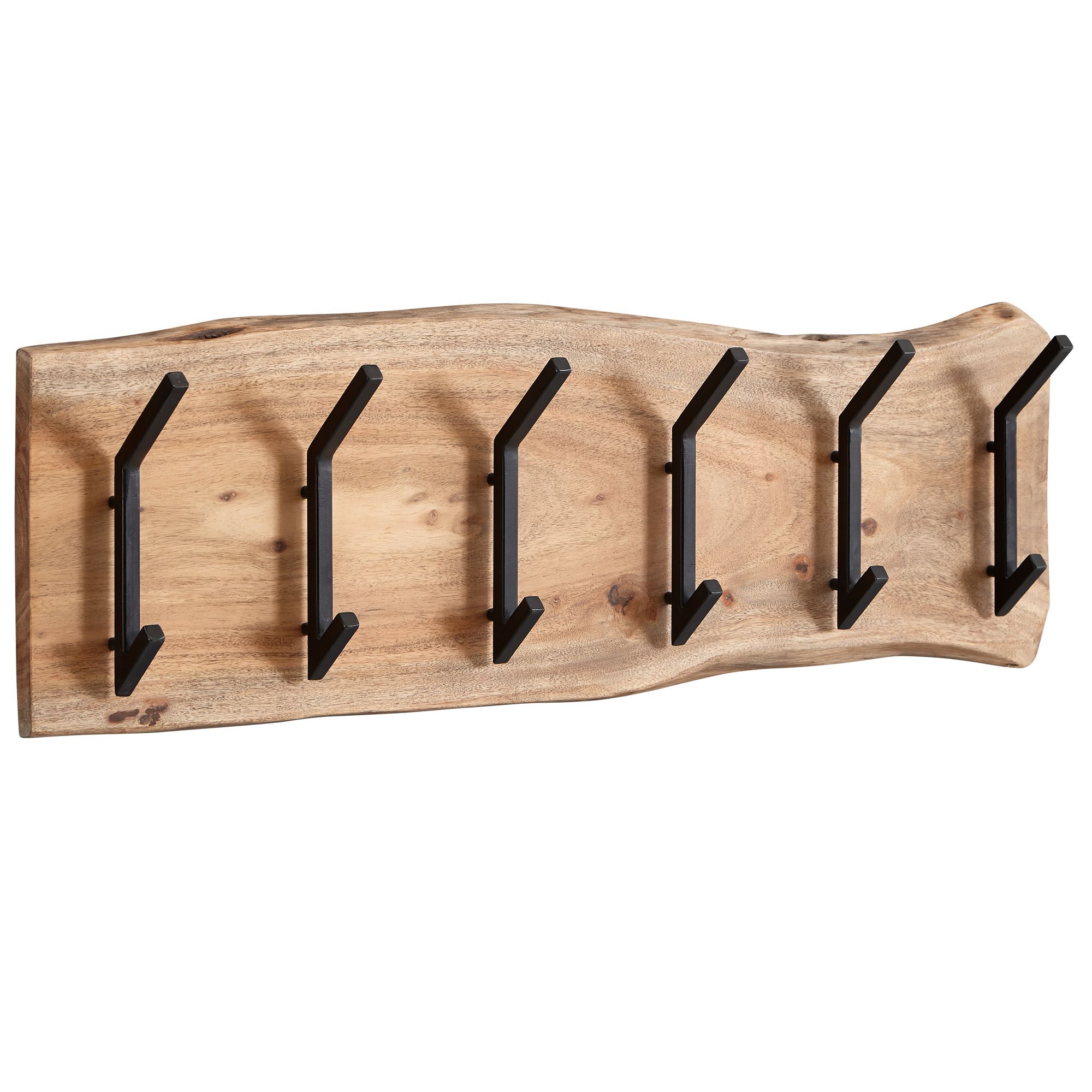 Design Wandgarderobe Akazie Massivholz / Metall | Braun/Schwarz | 100 x 29 x 12,5 cm