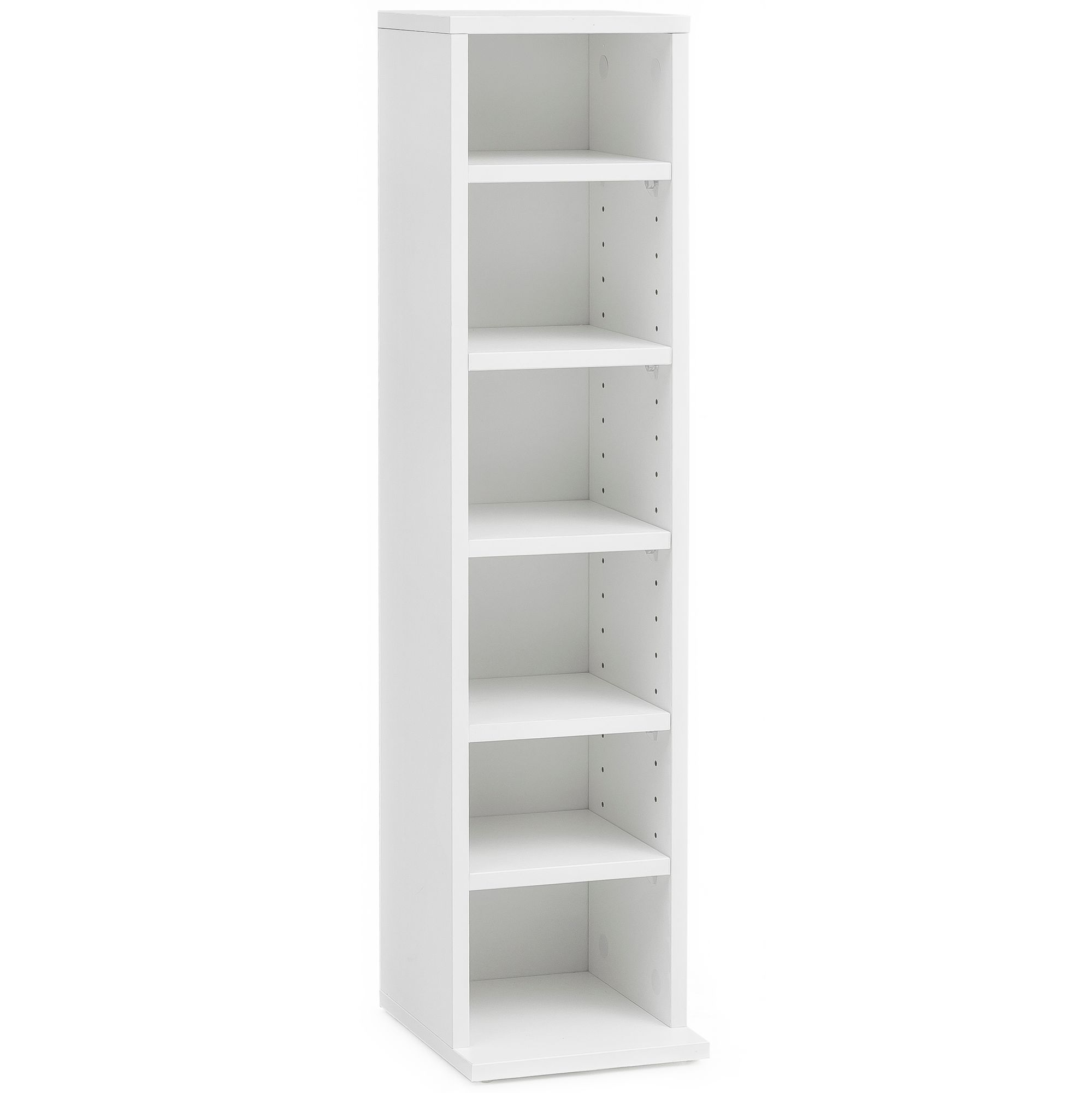 CD-Regal Holz Weiß 21x90x20 cm | 6 Offene Fächer | Modernes Aufbewahrungsmöbel für CDs